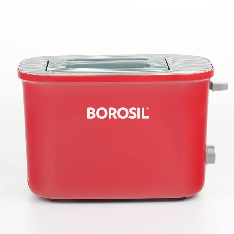 Borosil Electric Pop-Up Toaster with 2 Slice Capacity, 7 Shade Settings, and Removable Crumb Tray - Red