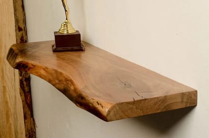 Handcrafted Live Edge Wooden Shelf  Rustic Floating Wall Shelf (Size 16x7.5x1.75)