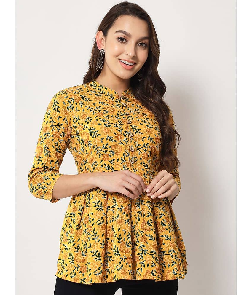 Kbz Women's Cotton Peplum Top ( Yellow )