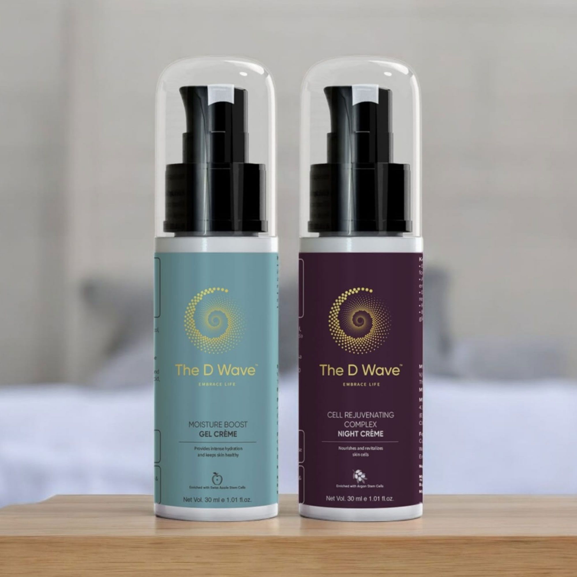 The D Wave AM PM Duo | Cell Rejuvenating Complex Night Crème | Moisture Boost Gel Crème | 30ml each | Reduce Signs Of Aging, Niacinamide, Hyaluronic Acid | Strengthen Skin Barrier, Prevents Moisture Loss
