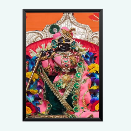 NOKKES Radha Raman ji Vrindavan Radha Raman Thakur Ji Black Photo Frames Religious Photo frame 5X7 Inch Photo Frame_QWW106