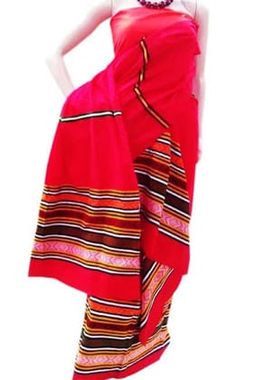 Traditional Red Striped Ethnic Saree