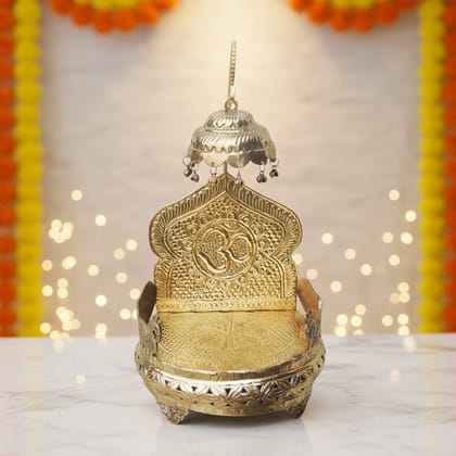 Premium Brass Singhasan For Deity Idol | Home Mandir Throne, Height : 17.5 Inch (ZMAS131 E)