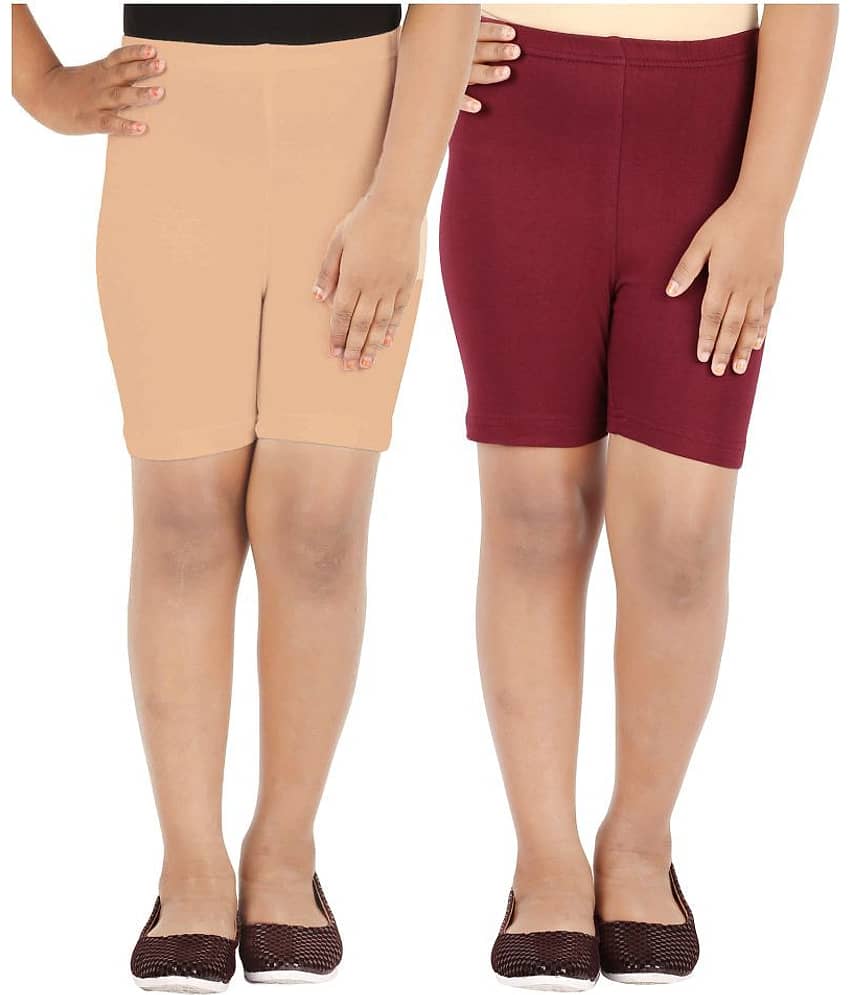 LULA Pack of 2 Girls Cotton Blend Cycling Shorts ( Multicolor )