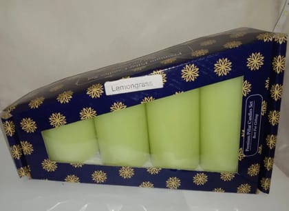 Set of 4 Aroma Pillar Candle Set 1 box Lemon grass