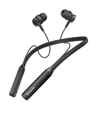 TP TROOPS Wireless in-Ear Neckband Bluetooth In Ear Earphones with 10mm Drivers, Rich Music Experience, 50 Hours Playtime, Type C Fast Charging, Neckband Earphones with Voice Assistant (Black)