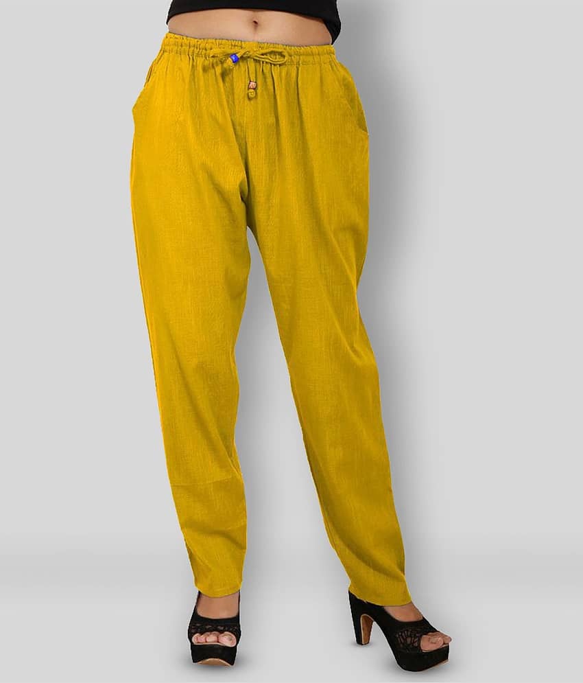 Lee Moda Yellow Cotton Straight Women's Casual Pants ( Pack of 1 )