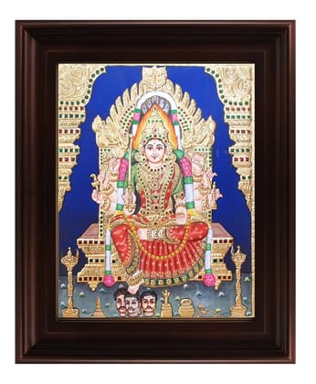 Samayapuram Mariyamman Traditional Tanjore Painting By Authentic Handcrafted Method (Size 15x12)