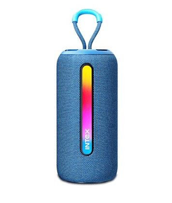 Intex Beast 10X Newly Launched Bluetooth Speaker | 360 Iconic Surround Sound | Rhythmic RGB LED Light | TWS Feature | Type-C Fast Charging | Upto 5 Hrs Playback | BT 5.4 for Party & Travel (Blue)