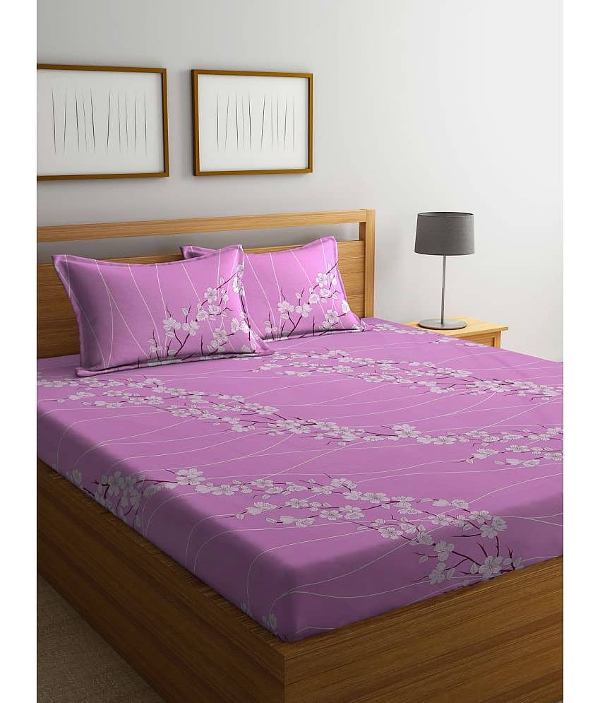 Klotthe Cotton 1 Double King Bedsheet with 2 Pillow Covers ( Lavender )