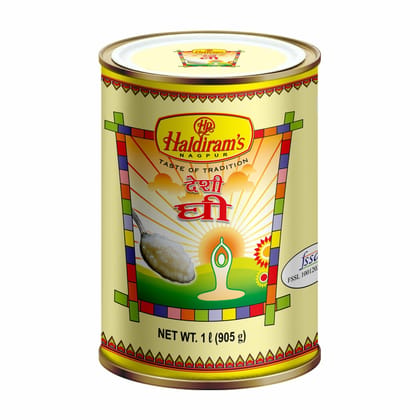 Haldiram Desi Ghee (Tin) 1000 ml - Pack of 24 Haldiram Desi Ghee (Tin) 1000 ml - Pack of 24