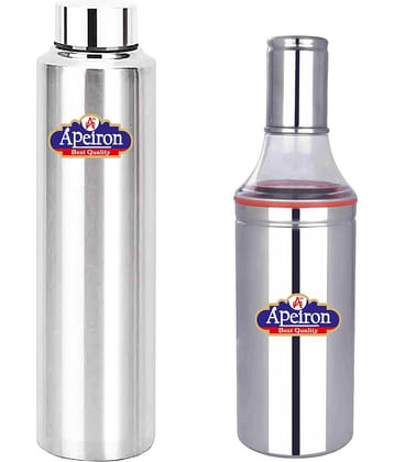 APEIRON - Steel Silver Water Container ( Set of 2 - 1000 )