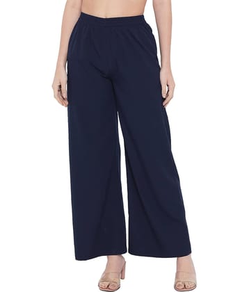 OTIRA Pack of 1 Crepe Straight Women's Palazzos ( Blue )