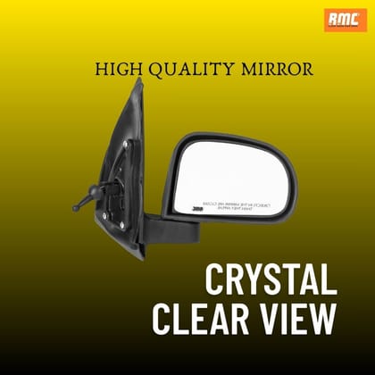 RMC Car side mirror suitable for Hyundai i10 Era with lever (2007-2010) (ABS & Glass) | Non Auto Fold | manually operated (Black) RIGHT SIDE (DRIVER SIDE)