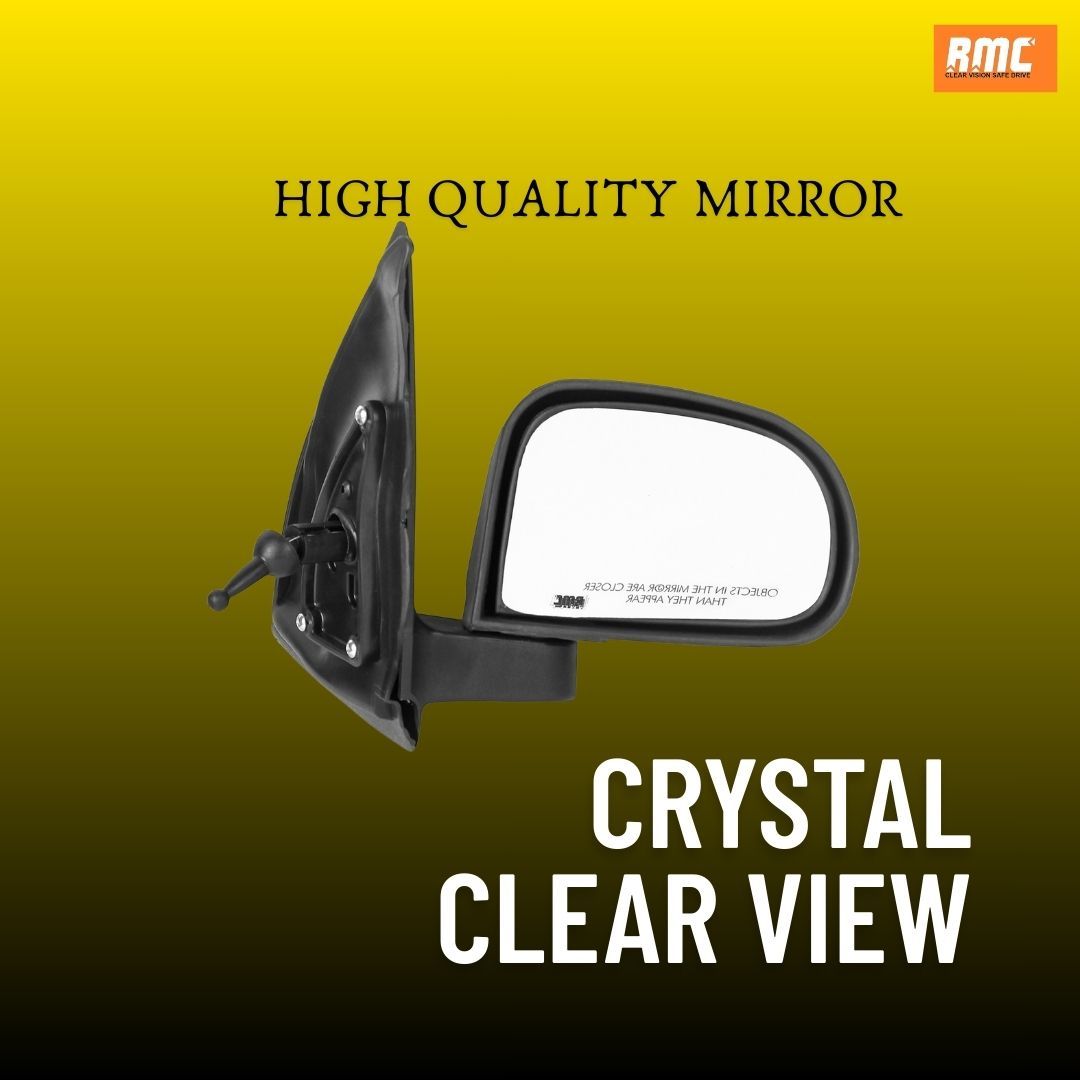 RMC Car side mirror suitable for Hyundai i10 Era with lever (2007-2010) (ABS & Glass) | Non Auto Fold | manually operated (Black) RIGHT SIDE (DRIVER SIDE)