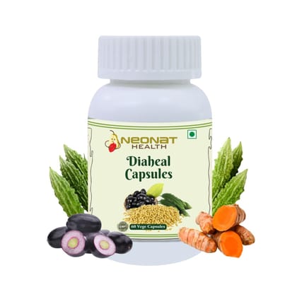 Neonat Health DiaHeal Capsules | Ayurvedic Blend of Methi, Jambu & Haridra | Helps in Blood Sugar, Glucose Balance & Wellness | Natural & Vegetarian | 60 Capsules Neonat Health DiaHeal Capsules | Ayurvedic Blend of Methi, Jambu & Haridra | Helps in Blood Sugar, Glucose Balance & Wellness | Natural & Vegetarian | 60 Capsules