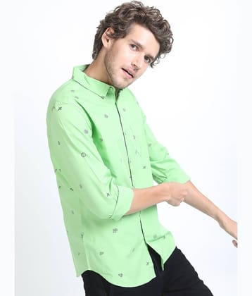 Ketch 100% Cotton Slim Fit Printed Full Sleeves Men's Casual Shirt - Green ( Pack of 1 )