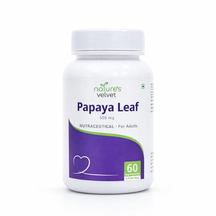 Natures Velvet Papaya Leaf Extract 500 mg Veg Capsules for Platelet Support & Immune Health – 60 Veg Capsules