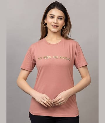 MISDYNAMIC Women Cotton Blend Printed Regular Fit Round Neck T-Shirt ( Pink )