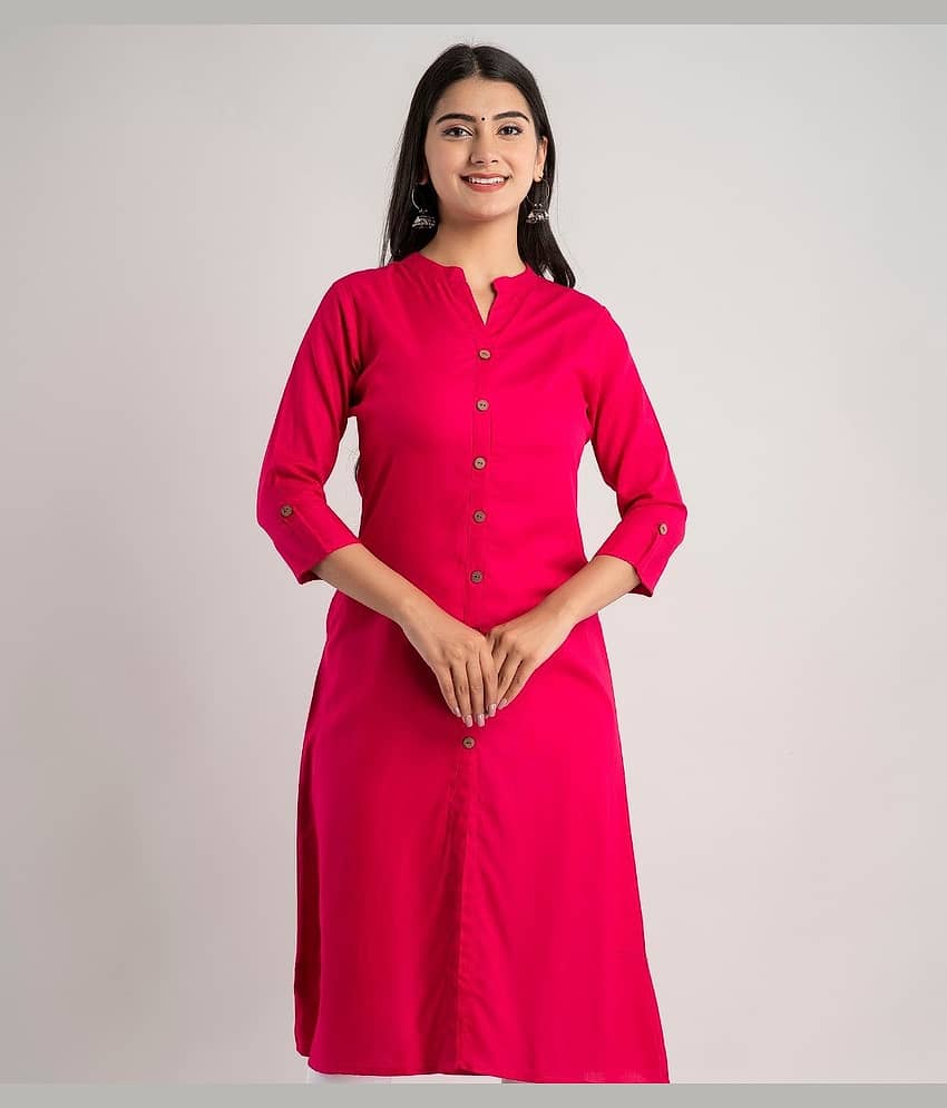 MAUKA - Pink Rayon Women's A-line Kurti ( Pack of 1 )