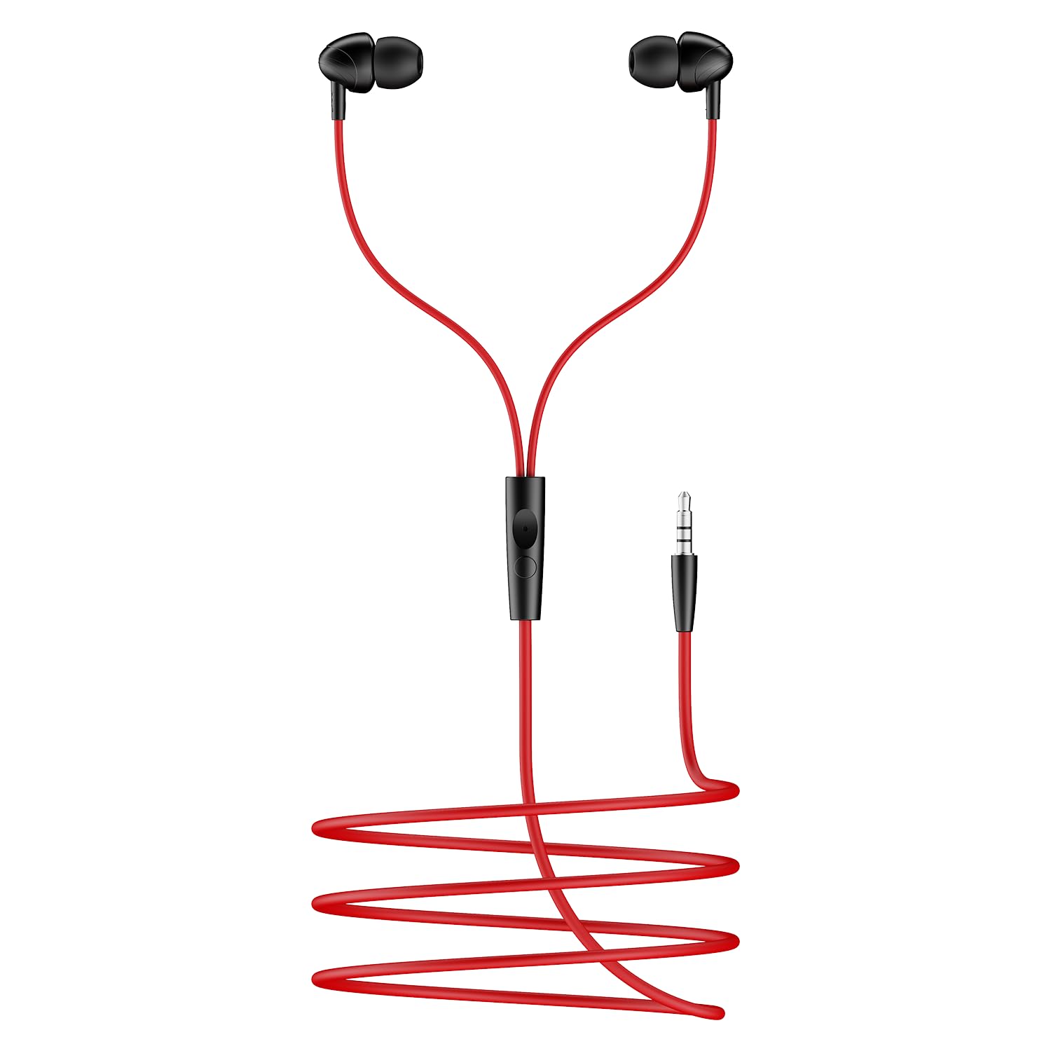 boAt 2025 Launch Bassheads 211 Wired Earphones with 10mm Drivers, Signature Sound, in-Line Microphone, 3.5mm Jack, Voice Assistant & 120cm Cables (Raging Black)