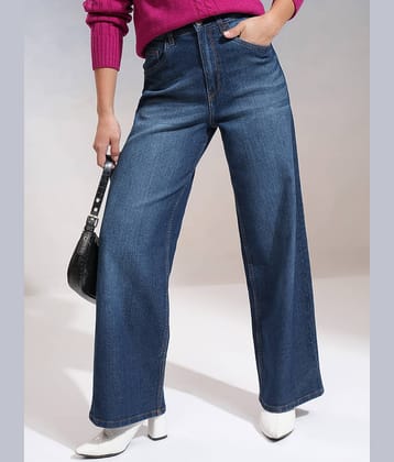Tokyo Talkies Women's Wide Leg Mid-Rise Jeans ( Indigo )