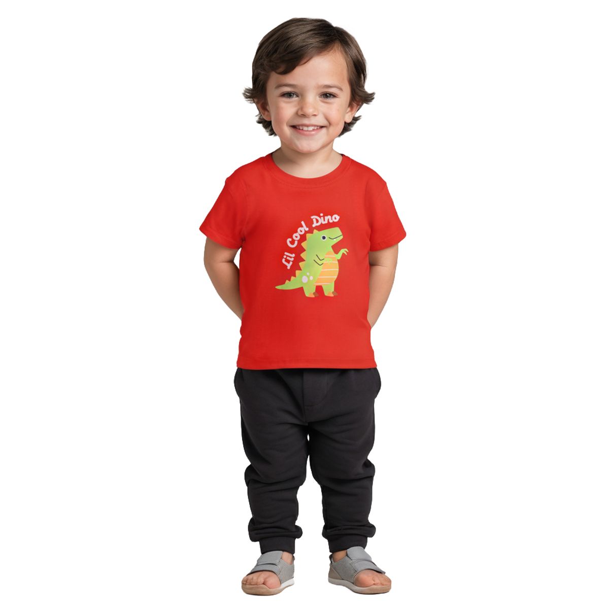 Boys T shirt Cotton Fiery Red lil Cool Dino