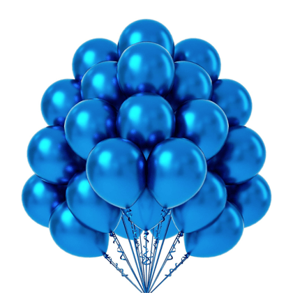 Royal Blue Chrome Rubber / Latex Balloon - Helium Quality - 12 inches - 10PC