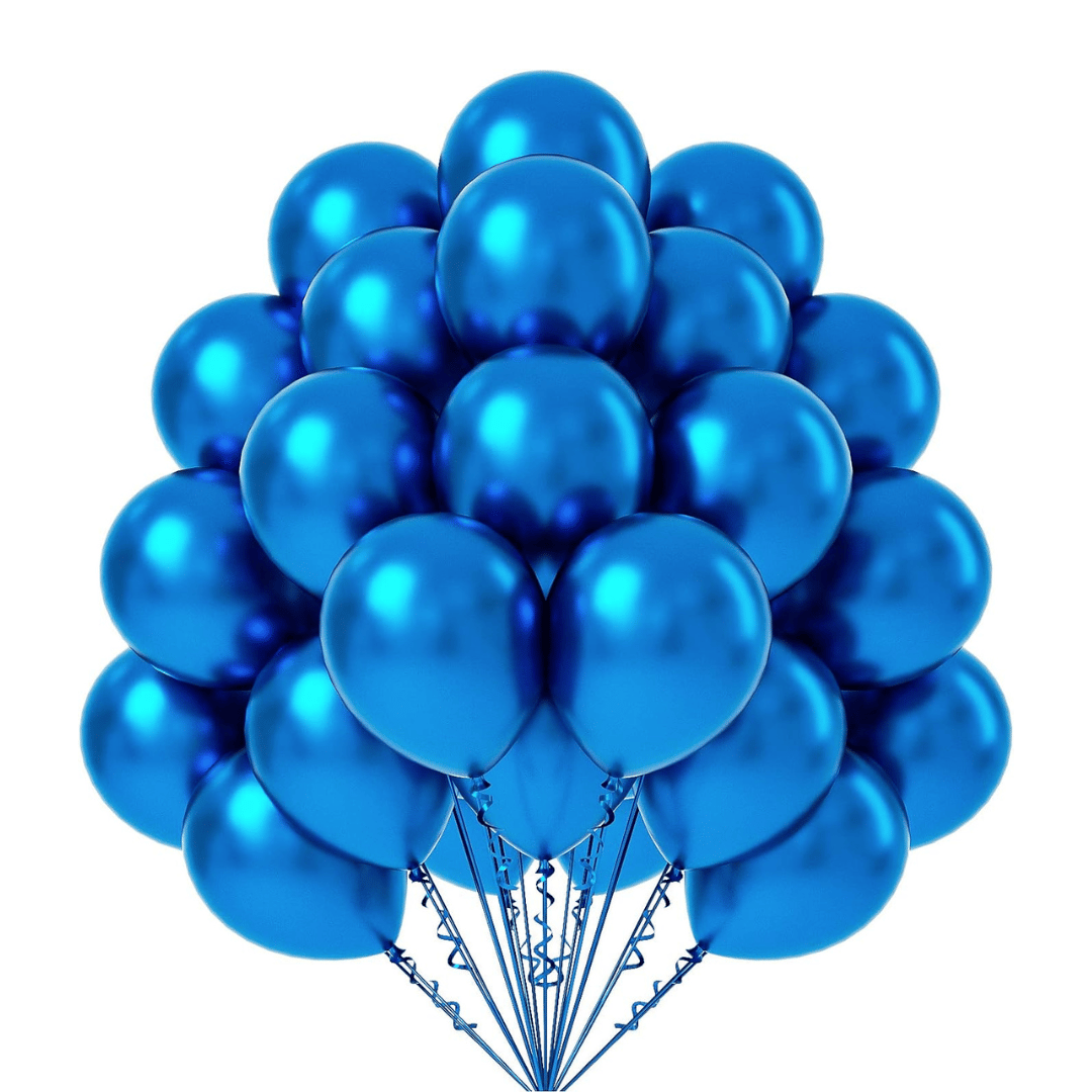 Royal Blue Chrome Rubber / Latex Balloon - Helium Quality - 12 inches - 10PC