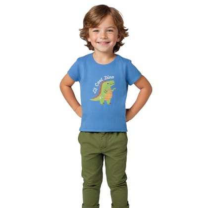 Boys T shirt Cotton All aboard blue lil Cool Dino