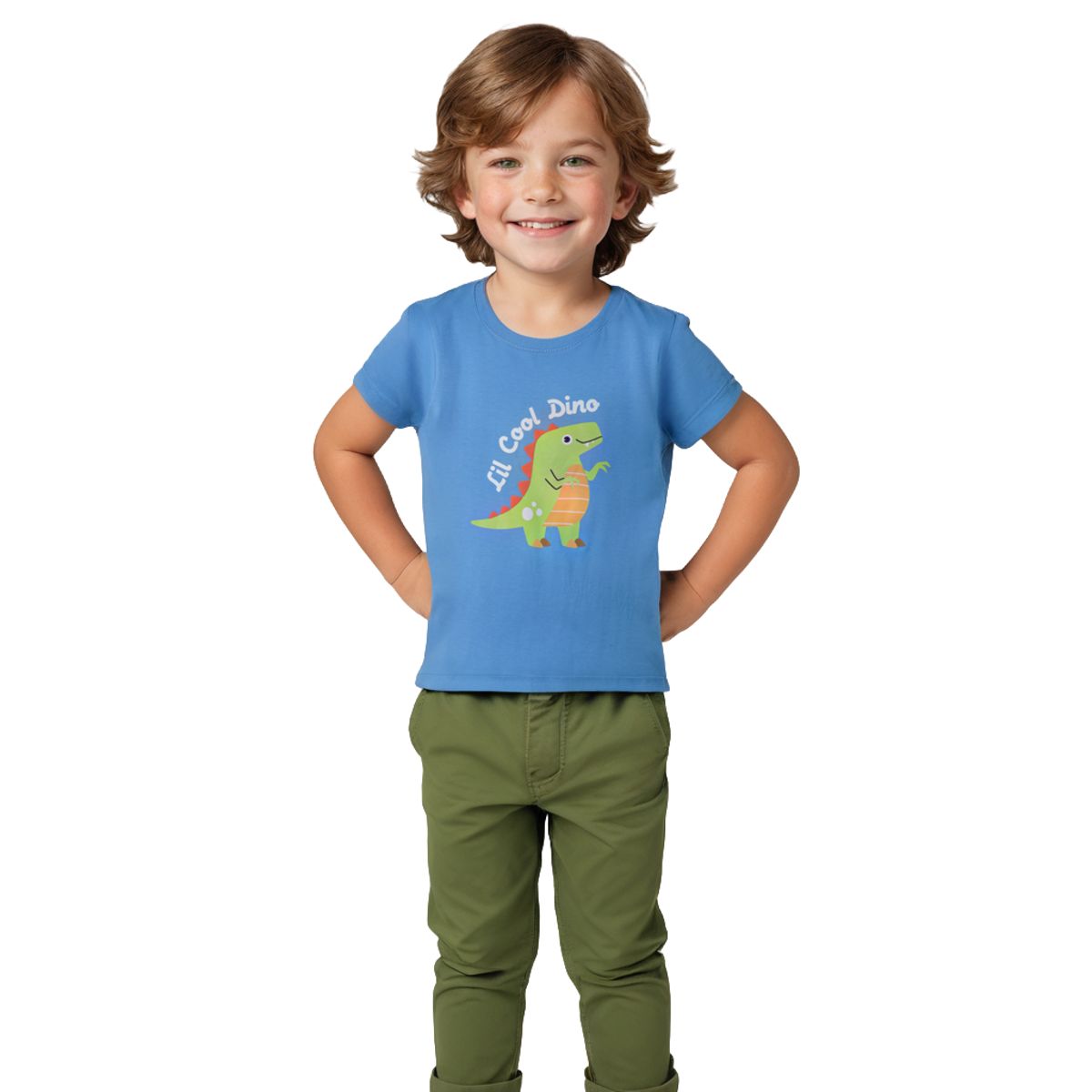 Boys T shirt Cotton All aboard blue lil Cool Dino