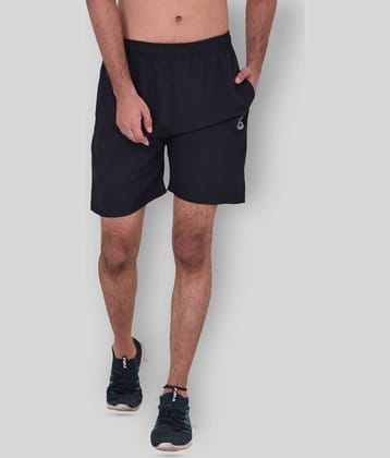 Forbro Black Polyester Lycra Fitness Shorts