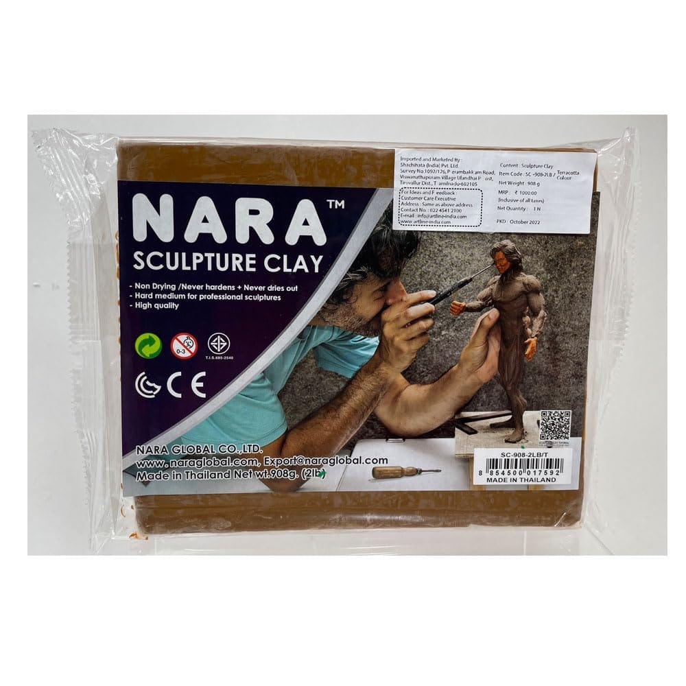 Artline Nara Sculpture Clay in Terracota Colour | for Professional Sculptures & Model Makers | Oil Based Modelling Material