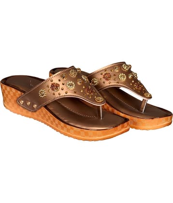 Footprints - Gold Women's Wedges Heels