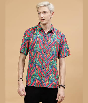 Rigo Rayon Slim Fit Printed Half Sleeves Men's Casual Shirt - Black ( Pack of 1 )