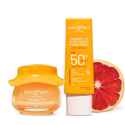 Dot & Key Vitamin C Daily Glow Essentials Skin Care Combo (Vitamin C Sunscreen SPF 50 PA+++ 50gm & Vitamin C Moisturizer 60gm)|For Glowing Skin|For Women & Men, For all skin type Dot & Key Vitamin C Daily Glow Essentials Skin Care Combo (Vitamin C Sunscr