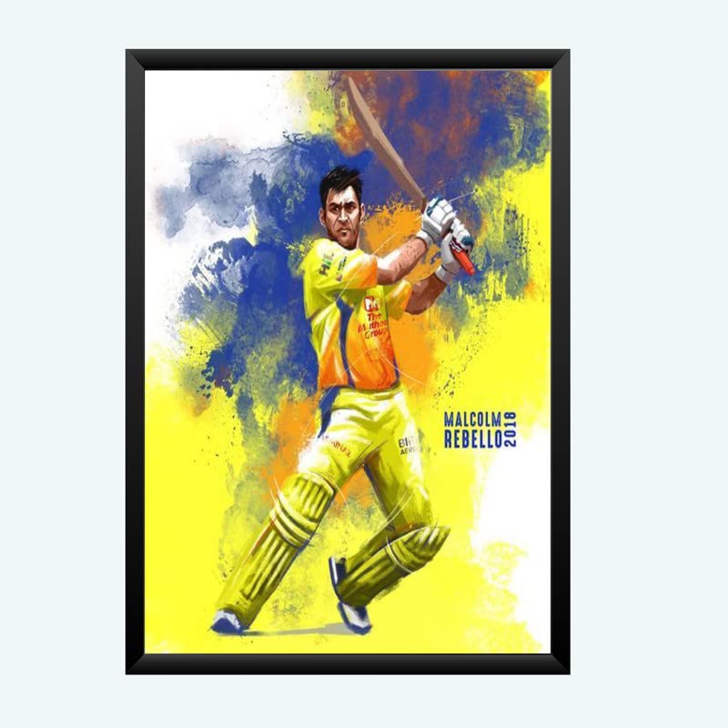 Nokkes Cricket IPL M.S Dhoni CSK Chennai Super King Team Photo Frame 8X12 Inch Size Photo Frame Photo Home Office_msd14