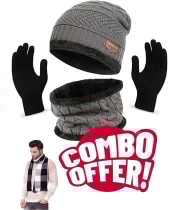 Paryag Pack of 1 Woollen Men's Cap ( Grey )