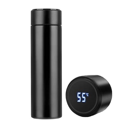 500ml LED Temperature Display Water Bottle | Insulated Stainless Steel Flask for Hot & Cold Drinks | Leak-Proof & Travel-Friendly (Black)