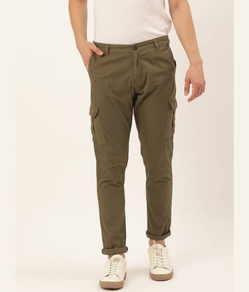 IVOC Men Grey Solid Slim Fit Cargos Trousers