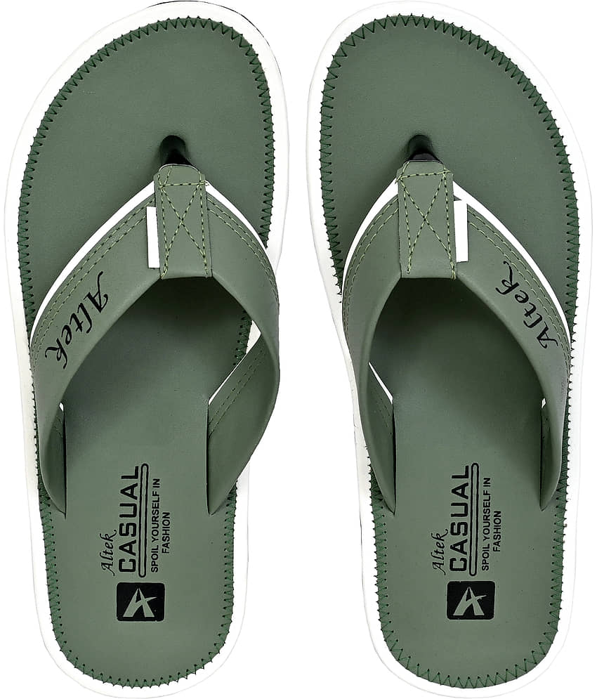 Altek Green Men's Leather Slipper
