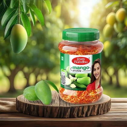 Ram Bandhu Mango Pickle 200gm X 3 Pack | Ready to Eat, Green Mango with Turmeric, Chilli Powder, Fenugreek Seeds, Mustard, Salt and Oil (Pack of 3) Ram Bandhu Mango Pickle 200gm X 3 Pack | Ready to Eat, Green Mango with Turmeric, Chilli Powder, Fenugreek Seeds, Mustard, Salt and Oil (Pack of 3)