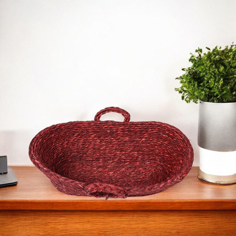 Handwoven Sabai Grass Fruit/Vegetable BasketReddish Brown