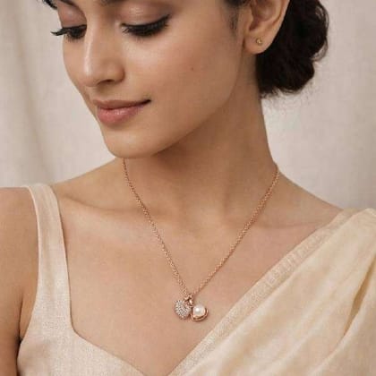 Rose Gold Oyster Shell Pearl Pendant Necklace