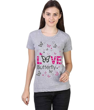 MIST N FOGG Women Cotton Regular Fit Round Neck T-Shirt ( Grey )