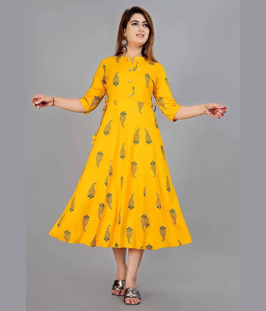 SIPET - Yellow Rayon Women's Flared Kurti