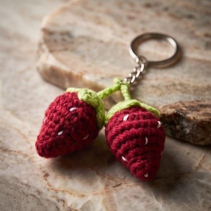 Handmade Crochet Strawberry Keychain