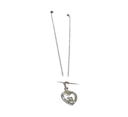 Nawani Fashion Medium Chain Pendant for Girl's(Silver)