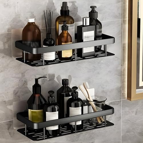 JIALTO 2 Pcs Self Adhesive Bathroom Shelf for Wall