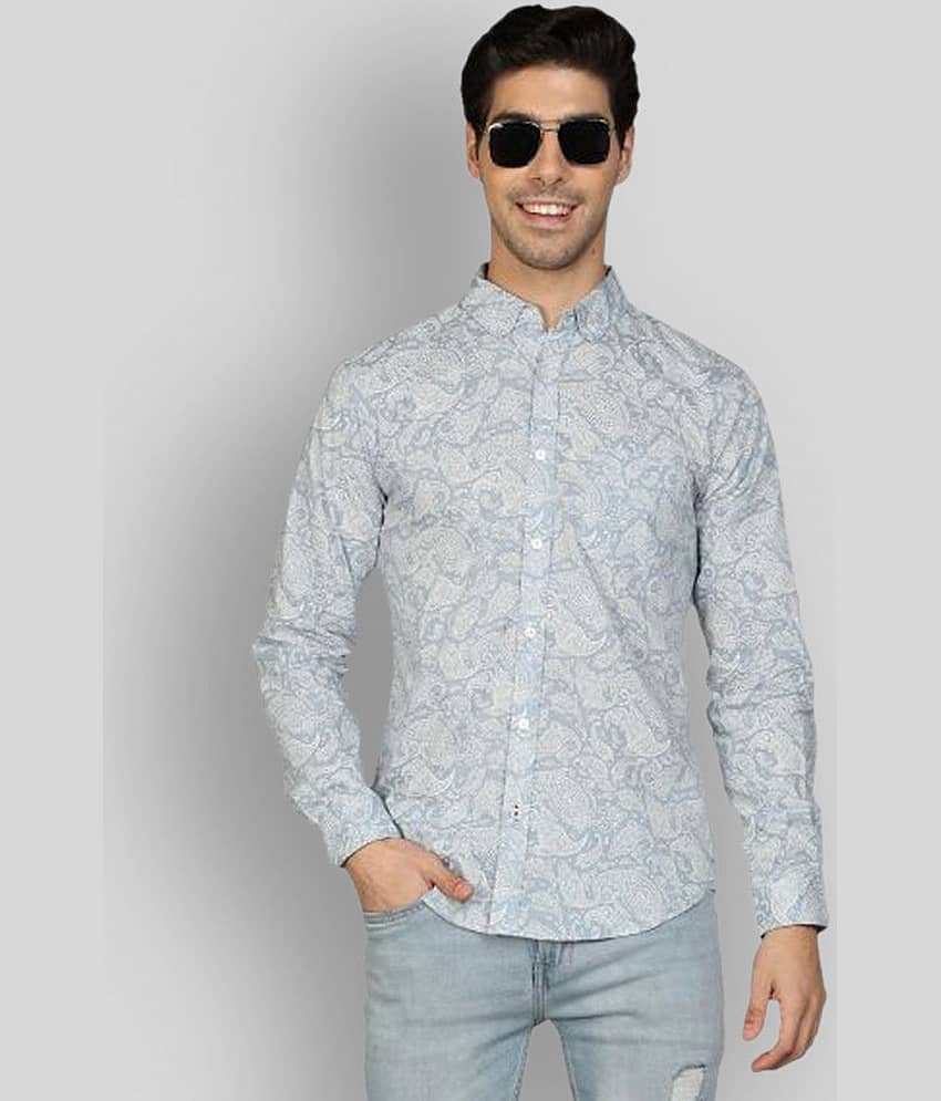 NUEVOSPORTA - Light Blue Cotton Slim Fit Men's Casual Shirt ( Pack of 1 )